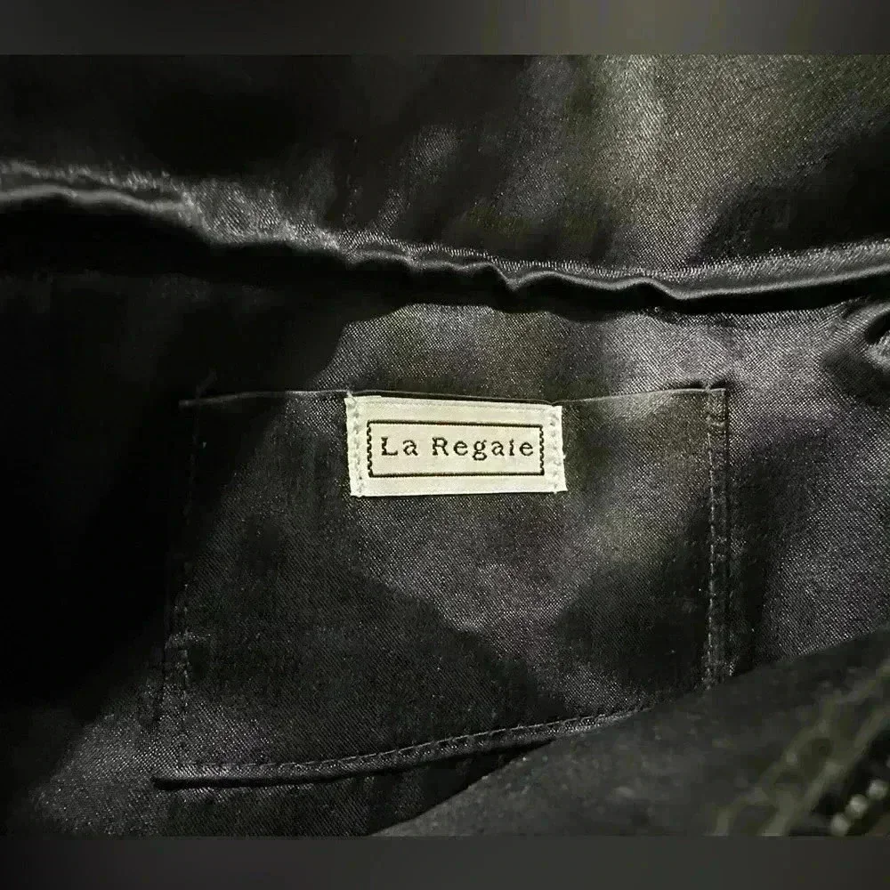 La Regale Embroidered Black‎ Gem Stone Clutch